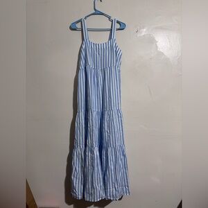 Blue and White Striped Maxi Dress with pockets nwt